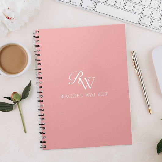 Elegantes Pink-Minimalist-Monogramm Notizblock