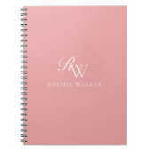 Elegantes Pink-Minimalist-Monogramm Notizblock (Vorderseite)