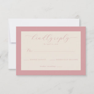 Elegantes Pink Minimalist RSVP Karte