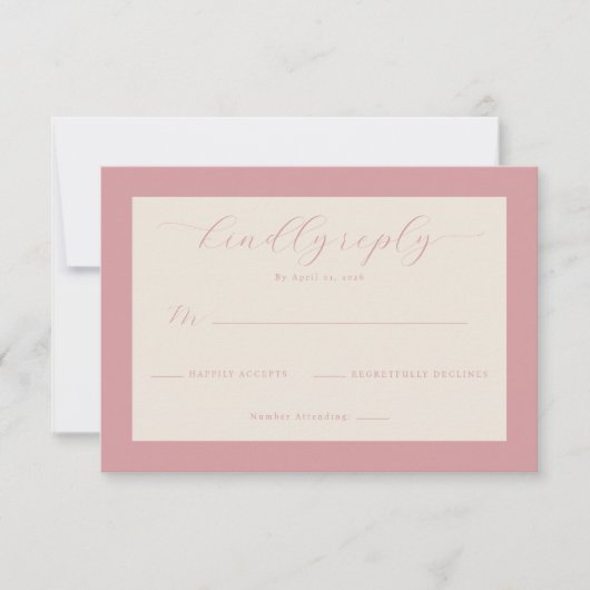 Elegantes Pink Minimalist RSVP Karte (Vorderseite)