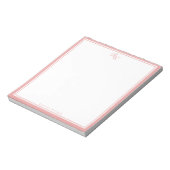 Elegantes Pink-Monogramm mit zwei Rändern Notizblock (Rotiert)