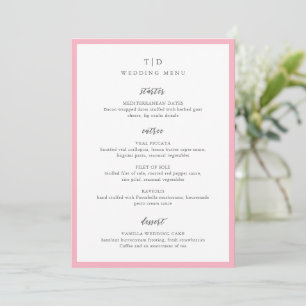 Elegantes Pink-Monogramm Moderne Hochzeit Menükarte