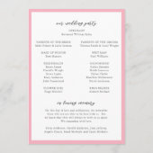 Elegantes Pink Monogramm Moderne Hochzeit Programm (Rückseite)