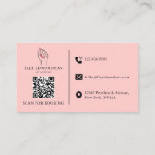 Elegantes Pink-Nageldesignerin-Logo QR-Code Visitenkarte (Rückseite)