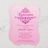 Elegantes Pink Ombre Quinceañera Party Einladung (Vorne/Hinten)