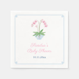 Elegantes Pink Orchid Chinoiserie Baby Shower Part Serviette