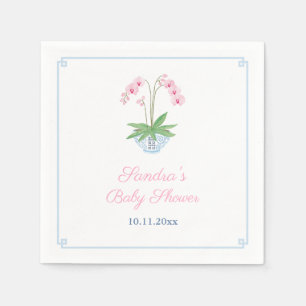 Elegantes Pink Orchid Chinoiserie Baby Shower Part Serviette