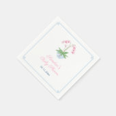 Elegantes Pink Orchid Chinoiserie Baby Shower Part Serviette (Ecke)