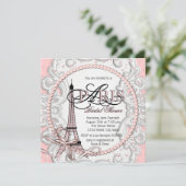 Elegantes Pink Paris Brautparty Einladung (Stehend Vorderseite)