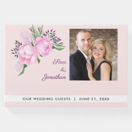 Elegantes Pink Peonies Foto Hochzeit Gästebuch