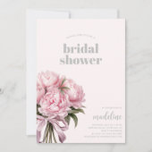 Elegantes Pink Peony Brautparty Einladung (Vorderseite)