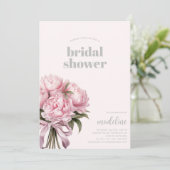 Elegantes Pink Peony Brautparty Einladung (Stehend Vorderseite)