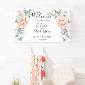 Elegantes Pink Peony Eucalyptus Brautparty Banner (Insitu)