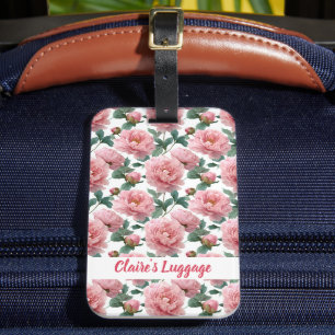 Elegantes Pink Peony Pattern Gepäckanhänger