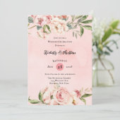 Elegantes Pink Peony Watercolor Hochzeitsfeier Einladung (Stehend Vorderseite)