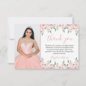Elegantes Pink-Pink-Quinceñera-Foto Dankeskarte (Rückseite)