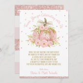 Elegantes Pink Pumpkin Baby Shower Girl Dankeskarte (Vorne/Hinten)