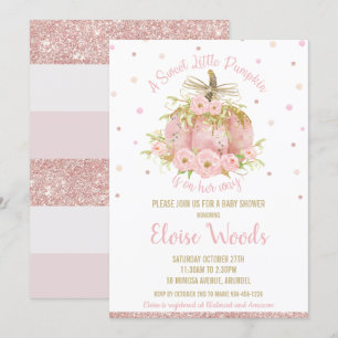 Elegantes Pink Pumpkin Baby Shower Girl Einladung