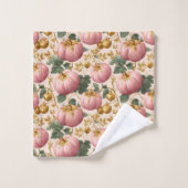 Elegantes Pink Pumpkins Autumn Design Badhandtuch Set (Waschlappen)