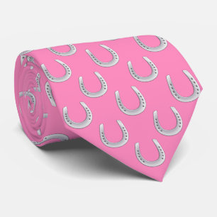 Elegantes Pink & Silber Hufeisen-Derby Krawatte