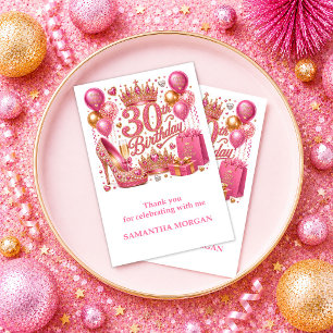 Elegantes Pink Sparkle 30. Geburtstag Gold Danke 