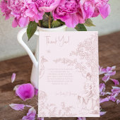 Elegantes Pink Toile Jouy Baby Shower Book Request Dankeskarte