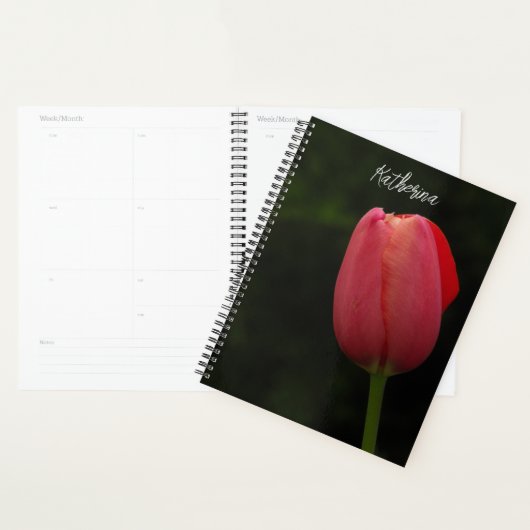 Elegantes Pink Tulip Foto Script Personalisiert Planer (Anzeige)