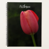 Elegantes Pink Tulip Foto Script Personalisiert Planer (Vorderseite)