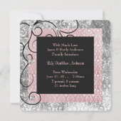 Elegantes Pink und Black Baby Girl Foto Birth Ankündigung (Rückseite)