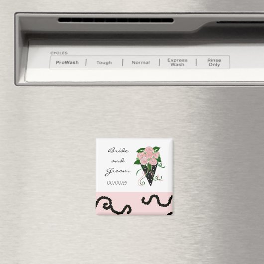 Elegantes Pink und Black Wedding Bouquet Magnet (In Situ (Geschirrspüler))