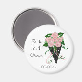 Elegantes Pink und Black Wedding Bouquet Magnet (Vorderseite/Rückseite)