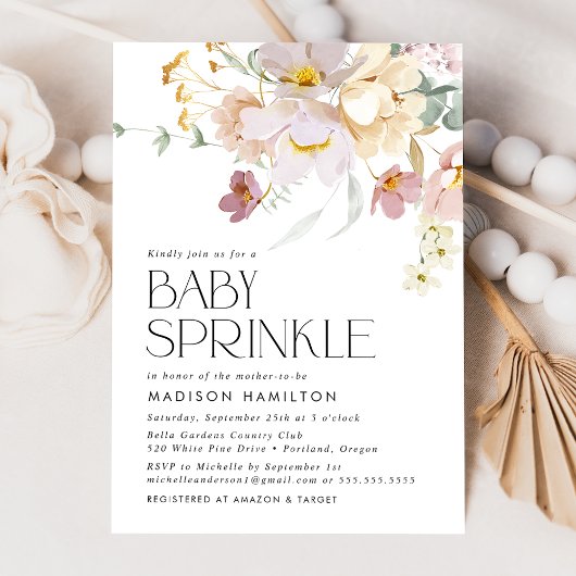 Elegantes Pink und Cream Floral Baby Sprinkle Einladung