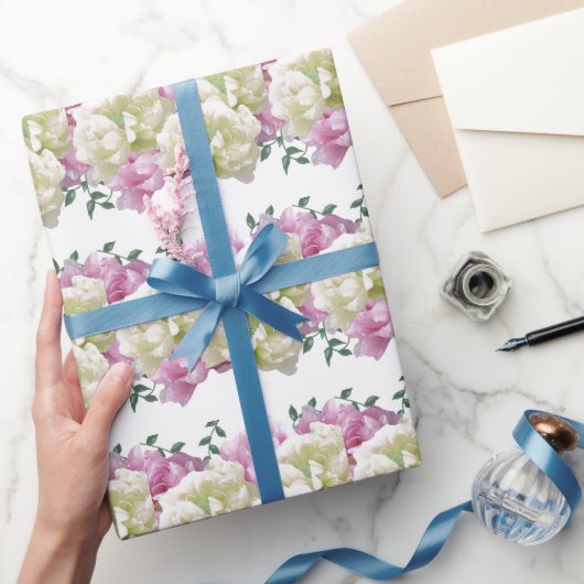 Elegantes Pink- und Cream Peony Wrapping Paper Geschenkpapier (Schenken)