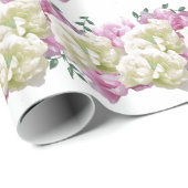 Elegantes Pink- und Cream Peony Wrapping Paper Geschenkpapier (Rolleneckpunkt)