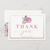 Elegantes Pink und Gold Aquarellfarben BläserBaby Dankeskarte (Vorne/Hinten)