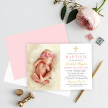 Elegantes Pink und Gold Baby Girl Foto Taufe