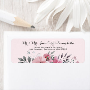 Elegantes PINK und GRAU florales Adressetikett