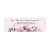 Elegantes PINK und GRAY Floral Address Label (Vorne)