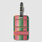 Elegantes Pink- und Grün-Farbenblock-Monogramm Gepäckanhänger (Vorderseite Vertikal)
