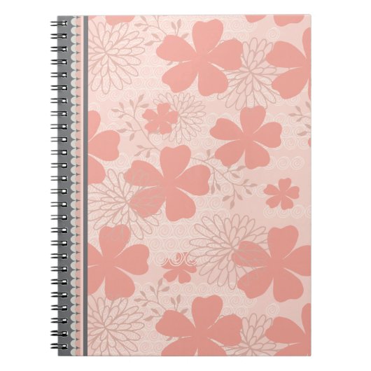 Elegantes Pink- und Melon-Blumen-Spiral-Notebook Notizblock (Vorderseite)
