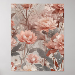 Elegantes Pink und Nutmeg Floral Ai Art Poster