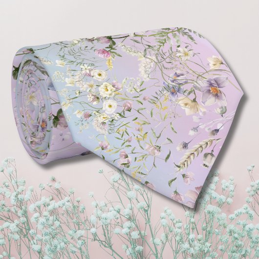 Elegantes Pink und Periwinkle Floral Wedding Neckt Krawatte