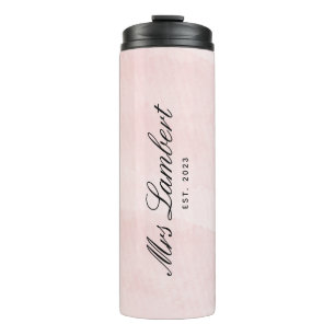 Elegantes Pink Watercolor Brautparty Mrs to Be Thermosbecher
