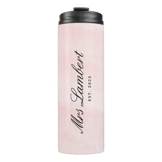 Elegantes Pink Watercolor Brautparty Mrs to Be Thermosbecher (Vorderseite)