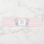 Elegantes Pink & White Floral Girl Babydusche Part Wasserflaschenetikett (Einzelnes Label)
