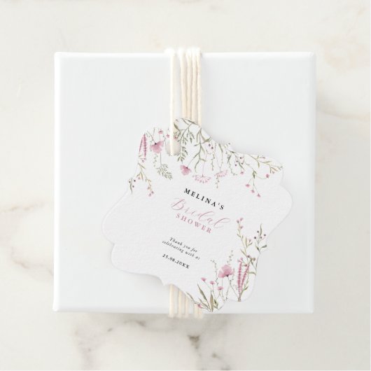 Elegantes Pink Wild Floral Brautparty Geschenkanhänger (Beispiel)