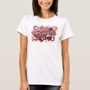 Elegantes Pink WINE EXPERT Text Design T-Shirt