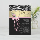 Elegantes Pink Zebra Brautparty Einladung (Stehend Vorderseite)