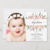 Elegantes pinkfarbenes, florales Foto Einladung (Vorderseite)