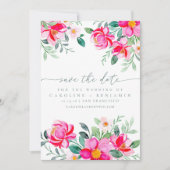 Elegantes pinkfarbenes Foto Hochzeit der Flora Save The Date (Vorderseite)